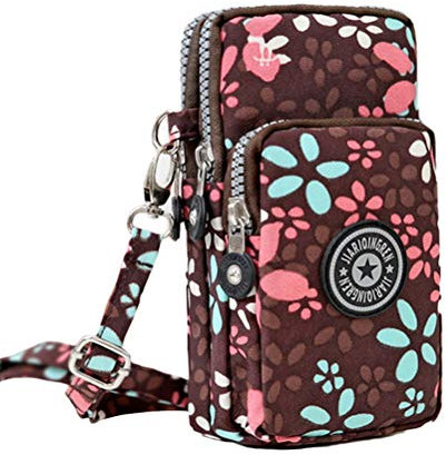Ysoom Phone Tasche, Multifunktionale Handy Tasche 3 Schichten Crossbody Schulter Mini Handtasche wasserdicht Nylon Wristlet Purse 17 * 9 * 9 cm