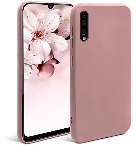 Moozy Minimalist Series Coque en Silicone pour Samsung A50, Beige Rose - Finition Mate, Étui Fin et Mince de TPU Souple Case Cover