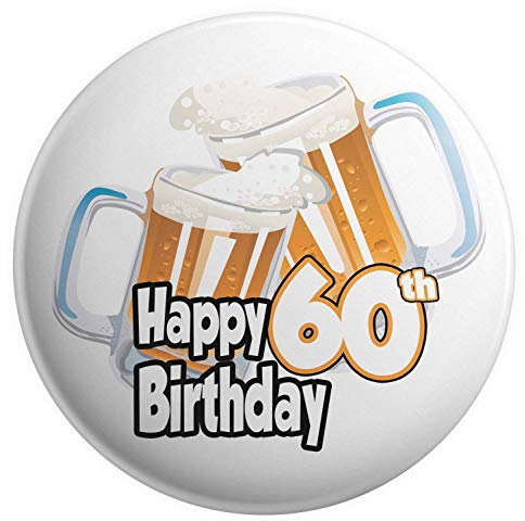 AK Giftshop 60th Birthday Badge - Beer Pint Glasses