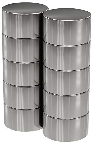 10x Neodym Power Magnet silber - Scheibenmagnet extra stark rund - Durchmesser 15x8mm hoch - starke Magneten Supermagnet - Haftkraft ca. 8 kg - Magnete für Whiteboard, Pinnwand, Magnettafel, Werkstatt