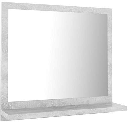 vidaXL Badspiegel mit Ablage Wandspiegel Badezimmerspiegel Hängespiegel Bad Spiegel Badezimmer Badmöbel Betongrau 40x10,5x37cm Holzwerkstoff