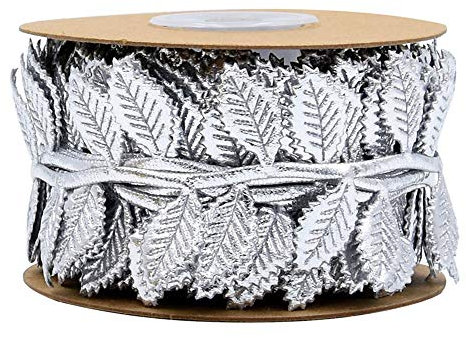 ANCLLO - Cuerda de adorno de cinta de hojas de hojas de plata de 10M para guirnaldas, manualidades de bricolaje y decoraciones para el hogar, bodas y fiestas
