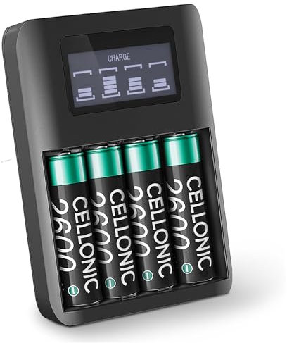 subtel, Batteria per Fotocamera, Compatibile con Samsung ES15, S630, SL35, D85, S85, S1070, SL40 (1.2V, 2600mAh) + Caricabatterie
