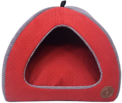 Z4L WauWau Hundehöhle/Katzenhöhle - Bella rot gesteppt/grau 50cm x 50cm