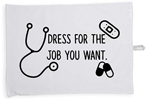 Hippowarehouse Dress for the job you want, Doctor Nurse Tea Towel Eco Printed Dish Cloth Kitchen accessory 50cmx70cm 100% Cotton