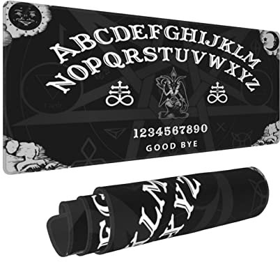 Halloween Mystic Spirit Goth Ouija Board Game Divination Devil Witchcraft Wicca Gaming Keyboard Mouse Pad Mousepad Accessories Huge Extended XL Stitched Edge Rubber Sole for Home Office(31.5X 11.8)