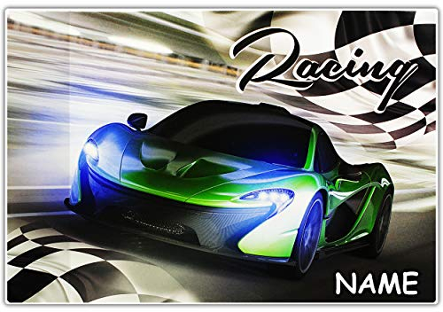 alles-meine.de GmbH Schreibtischunterlage Auto Sportwagen - mit Namen - 60 cm * 40 cm - Schreibunterlage/Tischunterlage - PVC Unterlage/Knetunterlage/Fahrzeuge Autos für Ju..