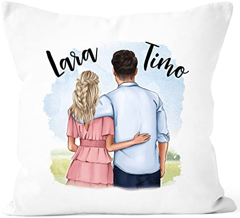 SpecialMe® Kissen.Bezug personalisiertes Paar selbst gestalten mit Namen Geschenk Liebe Valentinstag Jahrestag Mann Frau weiß 40cm x 40cm