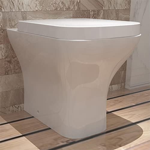 Huibathroom Back to Wall Square Toilet Ceramic Soft Close Seat Modern Bathroom BTW WC Pan