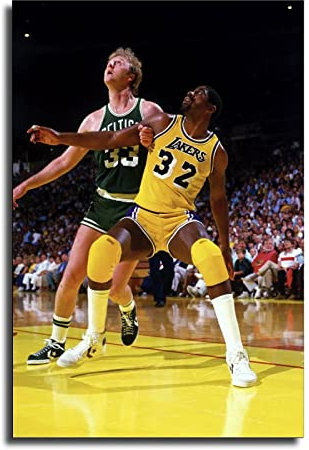 IZS Larry Bird vs. Magic Johnson Poster, dekoratives Gemälde, Leinwand, Wandkunst, Wohnzimmer, Poster, Schlafzimmer, 30 x 45 cm