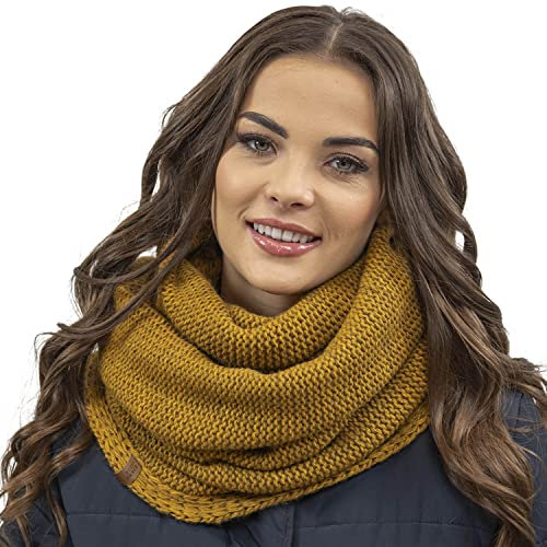 VIVISENCE Loop Schal Strick Zweimal Gefaltet Ideal Wärm Für Wintertage 7103, Dunkelgelb,Einheitsgröße