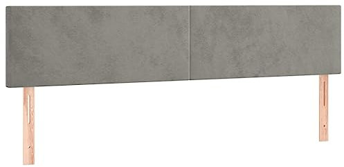 vidaXL Kopfteil 2 STK., Bettkopfteil mit Holzbeinen, Höhenverstellbar Polsterkopfteil für Bett, Betthaupt Bettzubehör Schlafzimmer, Hellgrau 100x5x78/88cm Samt