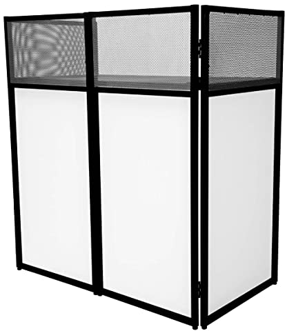DJ Booth Kabine Stand Tisch Faltbar Klappbar Mobil Setup Disco Schwarz & Weiß Dehnbarer Stoff Pulverbeschichteter Stahl Tragetasche Aufbewahrungstasche Sicherungsmechanismus Komplettset Feier Party