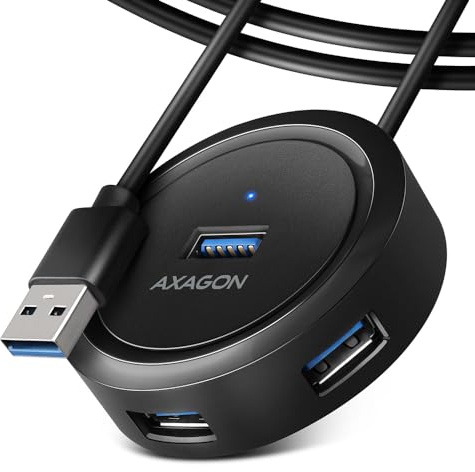 AXAGON HUE-P1AL 4X USB 3.2 Gen 1, runder Hub, 1,2 m USB-A Kabel
