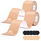 Boobytape - Nastro per sollevamento seno, 2 pezzi, per seni grandi, nastro invisibile push-up per il corpo, kit con copertura per capezzoli (color carne e nudo/7,6 cm)