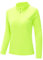 donhobo Sport T-Shirt Damen Langarmshirt Workout Tops 1/4 Reißverschluss Athletisch Lässig Laufen Yoga Fitness T-Shirts Schnelltrocknend (Fluoreszierendes Grün, XXL)