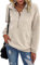 Ranphee Troyer Pullover Beige Damen Heibst Oversize Sweatshirt ohne Kapuze Kuschel Warmer Long Sleeve Moderne Basic Teenager Pulli mit Reissverschluss