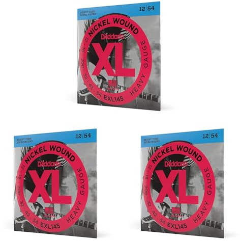 D'Addario E Gitarren Saiten | Gitarrensaiten E Gitarre | E Gitarre Saiten | Electric Guitar Strings | EXL145 Satz Nickelsaiten für E-Gitarre 012' - 054' Heavy (Packung mit 3)