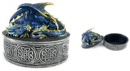 Ain't It Nice Drachenstatue, Schmuckkästchen, Drachenfigur, Sammlerstück, Fantasie, mittelalterliches Dekor für Drachensammler, Drachen, Geschenk, Schmuckbox, Blau, 11,4 cm (L) x 8,25 (B) x 10,2 (H)