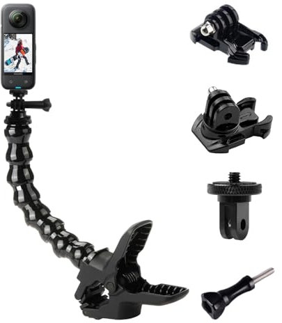 Higatful Jaws Flex Klemmhalterung mit verstellbarem Schwanenhals, kompatibel mit GoPro Hero 12, Insta360 ONE X3 GO 3 und DJI Osmo Action 4 Kameras
