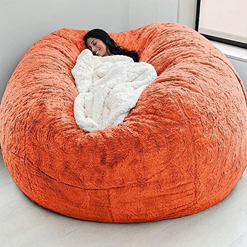 KUviez Riesiger Sitzsack-Bezug aus Fell, ultraweicher Sitzsack-Bezug für Erwachsene (kein Füllmaterial, nur Bezug), großer, runder, weicher, Flauschiger Sitzsack-Bezug aus Kunstfell für Sofabetten