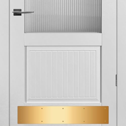Bikykose 2pcs 30×6Inch Aluminum Door Kick Plates for Exterior Doors – Decorative Protection to Prevent Damage from Kicking – Stylish and Durable Door Kick Plate(Golden)