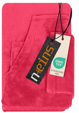 npluseins Decke mit Ärmeln Geschenke für Kinder 90x150 cm TV Deckenpullover Kuscheldecke das Original mit Ärmel & Bauchtasche 1448.2043, pink