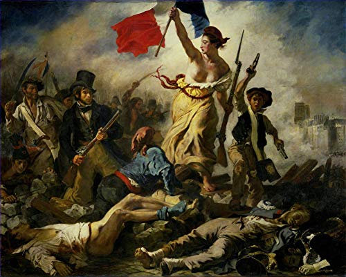 Toperfect Handgefertigtes Ölgemälde für €50-€2000, Die Freiheit führt das Volk Eugene Delacroix Französische Revolution Romantisches Meisterwerk Wanddekoration Berühmte Gemälde -6