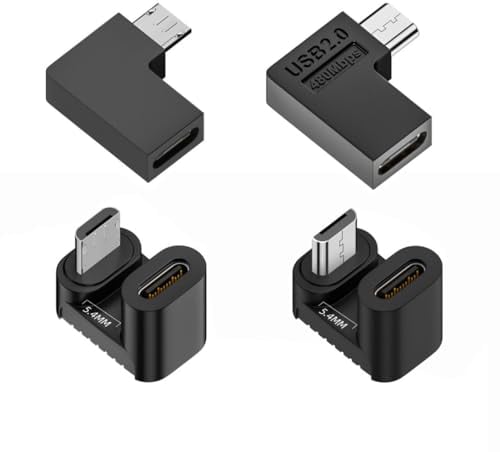 chenyang 4 PACK Micro USB 2.0 Connettore Micro USB Maschio a USB C Femmina Adattatore Connettore Angolato 90/180 Gradi