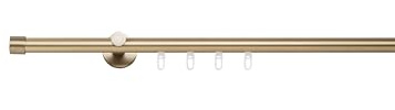 metablo Gardinenstange auf Maß mit Endstück Kappe Innenlauf Ø 20mm Wandabstand 6,5cm Komplettset Messing-Matt 140cm