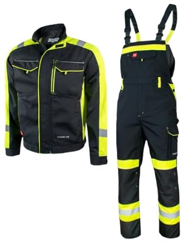 KEILOR Arbeitsoverall-Set Herren Arbeitsjacke und Latzhose mit Kniepolstertaschen Herren Latzhose Schutzanzug Arbeitsanzug Schutzanzug, strapazierfähige Arbeitskleidung Größe 46