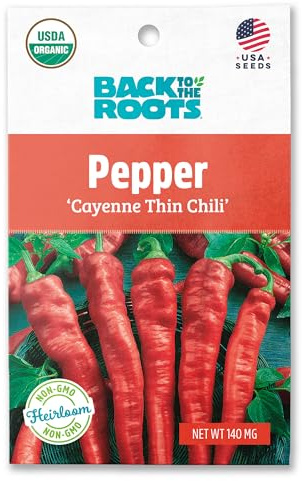 Back to The Roots 100% Organic Seed Packet - Chili Pepper 'Cayenne Thin' 140mg