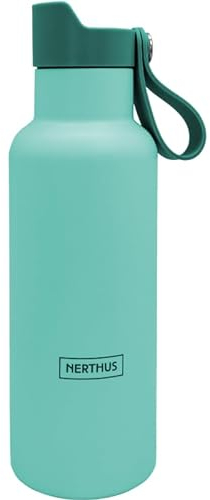 NERTHUS FIH 1332 Botella Deportiva CLICK & DRINK! de Doble Pared de 500 ml con Tapón de Clic, Hidratación y Estilo en un Diseño Premium Turquesa