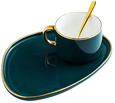 NOALED Taza de café Reutilizable Royal, Taza de 8 onzas/230Ml y Tetera expreso, Juego de té de Porcelana para el hogar, Termo de café, té de cerámica