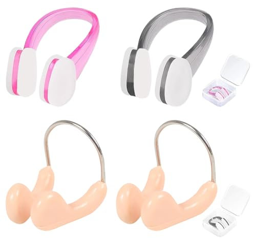 VODAFQS 4 Pièces Pince-Nez de Natation, Pince-Nez pour Piscine, Bouchons de Nez, Pince-Nez de Natation Étanche Pratique Pince-Nez de Piscine en Silicone pour Unisexe