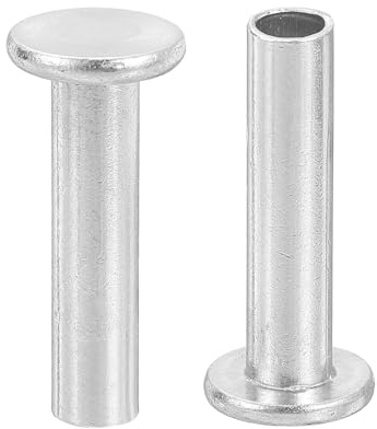 QUARKZMAN 50 Stück Halbhohlnieten 6mm x 25mm Aluminium Silber | Flachkopf Halbhohle Nieten, Für Industrie Haushaltsreparatur Befestigung