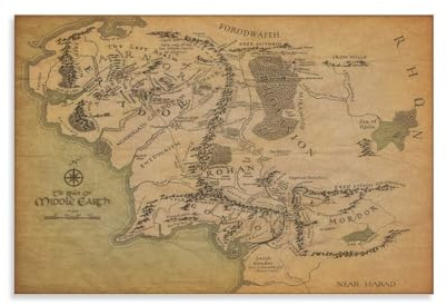 Poster Mittelerde-Karte vom Herr der Ringe (7), Leinwandbild, Poster, Wandkunst, dekorative Bilddrucke, moderne Dekoration, 50 x 75 cm