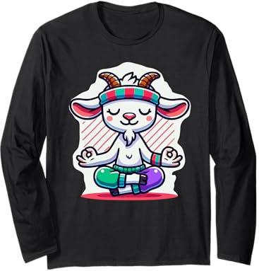 Ziege Yoga Spielzeug Ziege Stofftier Plüsch Ziege Yoga Party Spiel Langarmshirt