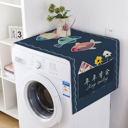 Chaoyilian Machine À Laver Réfrigérateur Poussière,Ouverture Housse Machine à Laver avec Poches,Housse Machine à Laver Top,Anti-poussière,pour Réfrigérateurs Machines à Laver Sèche-Linge.