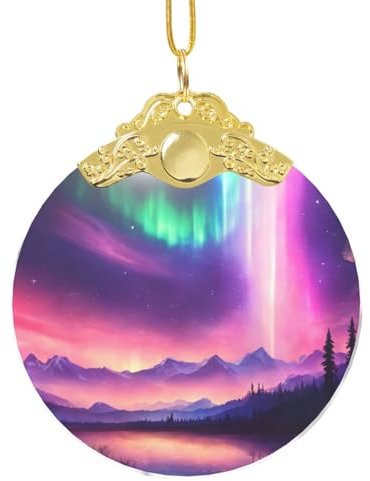 GFXEDSAH Dunkle Nordlichter, runder handgefertigter Schmuck-Glasanhänger, Jahrestagsgeschenk, kreative Dekoration für den Innenbereich, Einheitsgröße
