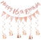 16 Geburtstag Mädchen Partydeko Set, Happy Birthday Banner 16 Jahre, Sweet 16 Deko Luftschlangen,Deko 16 Geburtstag Rosegold,16. Geburtstag Deko Girlande Spiralen,Geburtstagsdeko 16,16 Geburtstag Deko