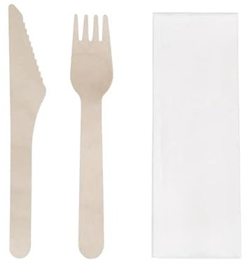 Kit Couvert Premium 3 en 1 : Fourchette, Cuillère, Serviette, Lot de 200 Pièces