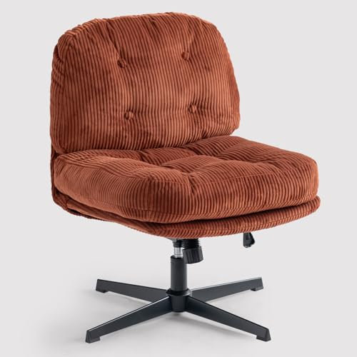 MEUBLE COSY Sessel Lehnstühle Lounge mit höhenverstellbar Wippfunktion Relaxsessel 360° Drehbar Schminkstuhl Polsterstuhl für Schlafzimmer Wohnzimmer Vanity, Cordstoff, Rouge