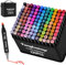 Tongfushop 120 Colored Marker Set, Colouring Pens, Marker Set for Adults Artists, Double Tip Art Pens for Drawing, Sketching, Anime and Manga with Carrying Case and Storage Base