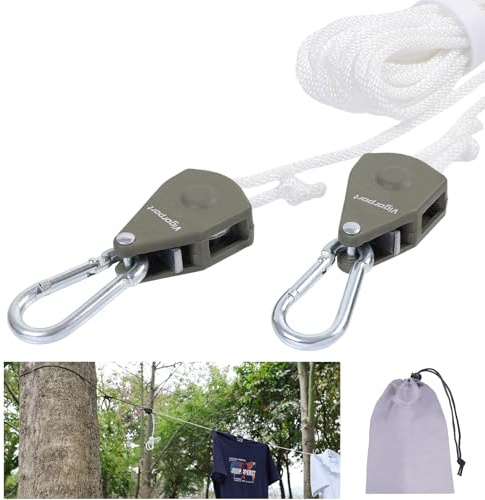 Vigorport Ausziehbare Reise-Wäscheleine, tragbare Wäscheleine, Robustes Seilzugsystem mit Karabiner für Outdoor-Camping, Kreuzfahrtschiffe, Innenhinterhof, Balkon