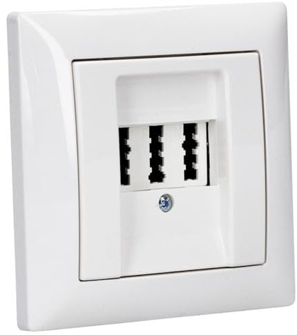 Busch-Jaeger Balance SI Set: 1x Rutenbeck Anschlußdose TAE 3x6 NFN Up0 rw mit Zentralscheibe + 1x 1721-914 1-fach Rahmen Alpinweiß