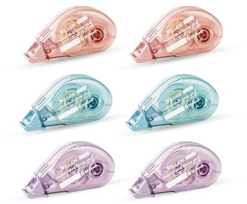 BOBOPACK 6 Stück Doppelseitiges Klebeband, Kleberoller, 6m x 6mm, Transparentes Doppelseitiges Klebeband für Büro, Basteln, Schule und mehr