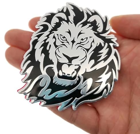 Metall Löwe Löwenkopf Logo Aufkleber Emblem Badge Sticker Kfz Pkw Auto 7x7cm