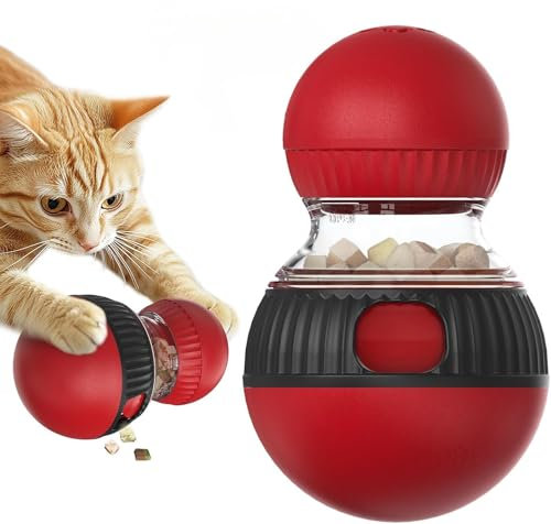 RuiDay Jouet Distributeur De Croquettes pour Chat, Jouet Interactif à Friandises, Jouet De Puzzle pour Chat, Balle De Nourriture pour Chats, Jouets pour Chats avec Son de Moineau