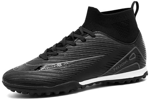 GOGOUP Boys'Football Boots Kids Girls Astro Turf Football Boots Non-Slip Junior Soccer Shoes Profession Competition Indoor Outdoor Football Shoes Sneakers Unisex Black 13 UK